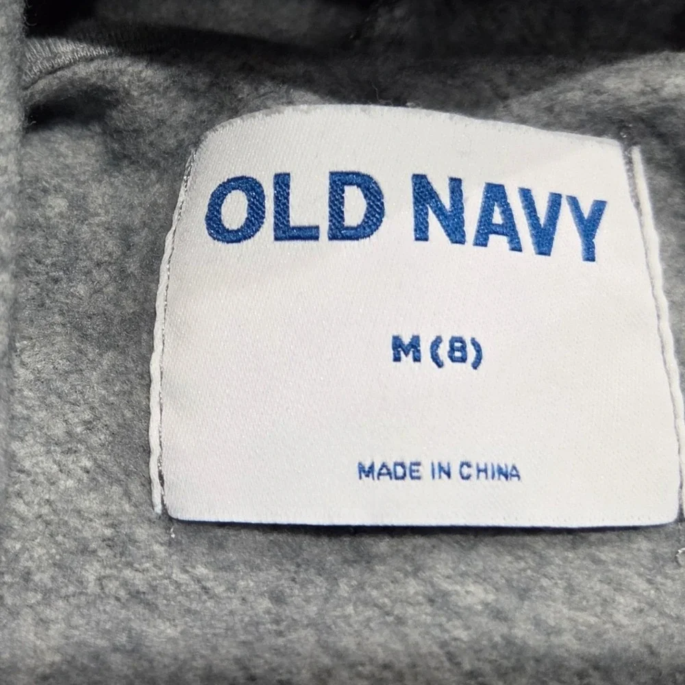 Old Navy Boys Super Mario Graphic Hoodie Gray Fleece Pullover Size M 8 Nintendo